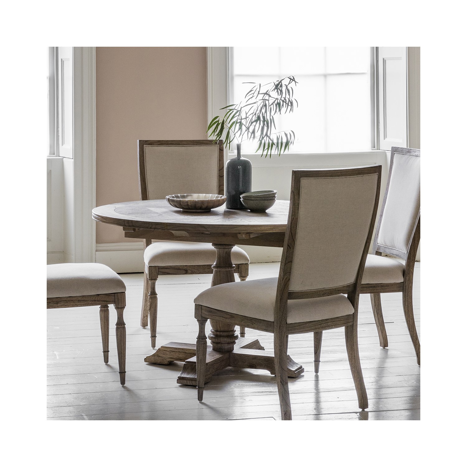 Read more about Round extendable dining table seats 4-6 caspian house
